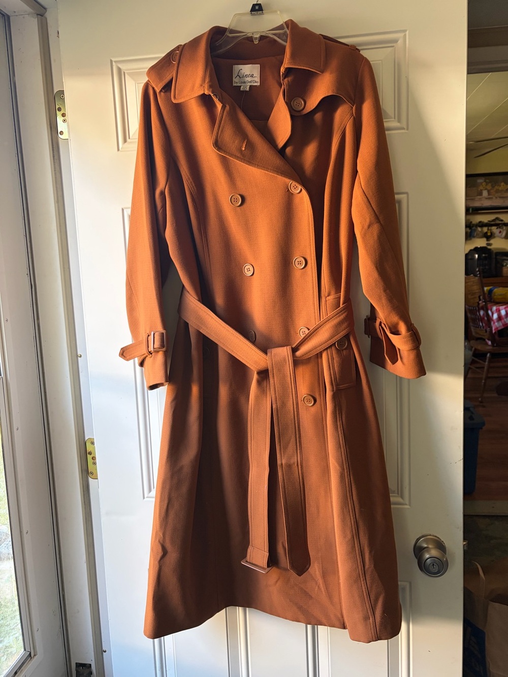 Linea by Louis Dell'Olio Capachino Brown Double-Breasted Trench Coat